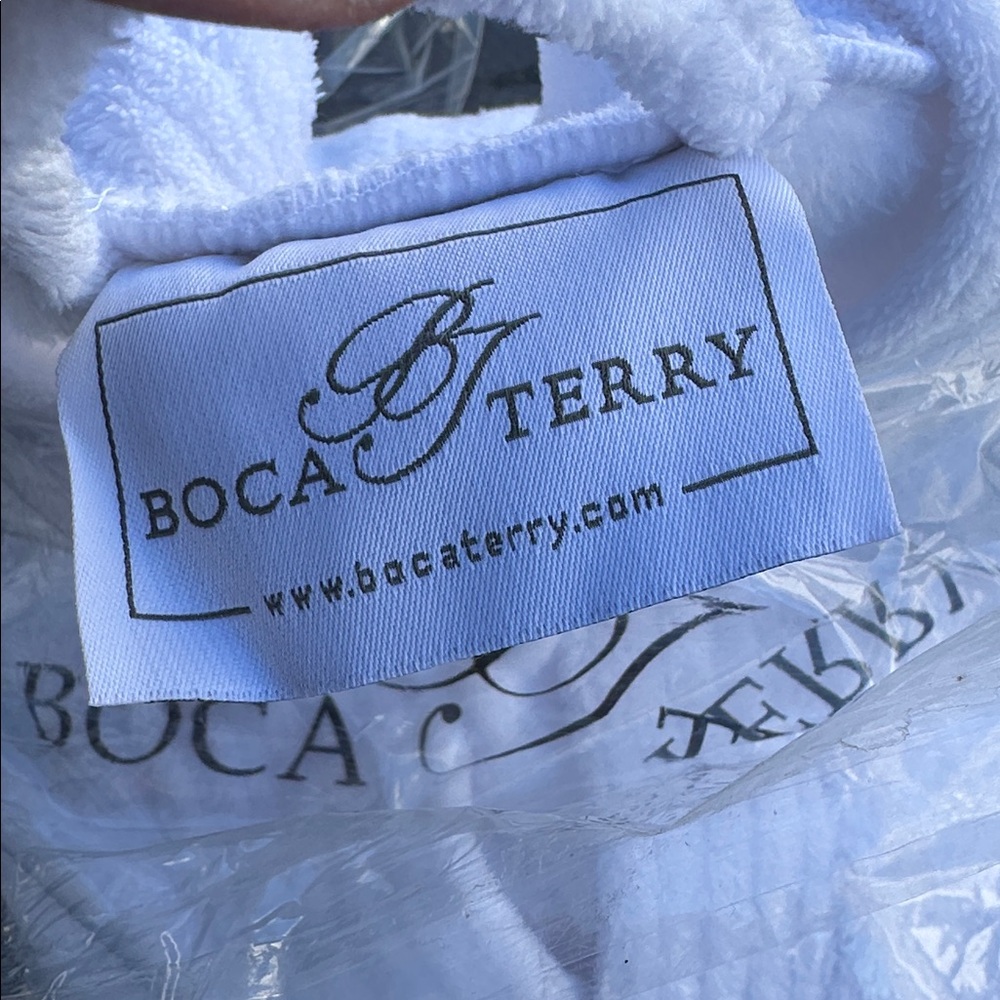 Women's White Plush Terry Robe - Picture 4 of 8